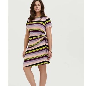 Sale Torrid Multi Stripe Side Drawstring Dress Size 2 (2X)